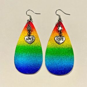 🌻 Rainbow 🌈 Pride Love rhinestone charm earrings